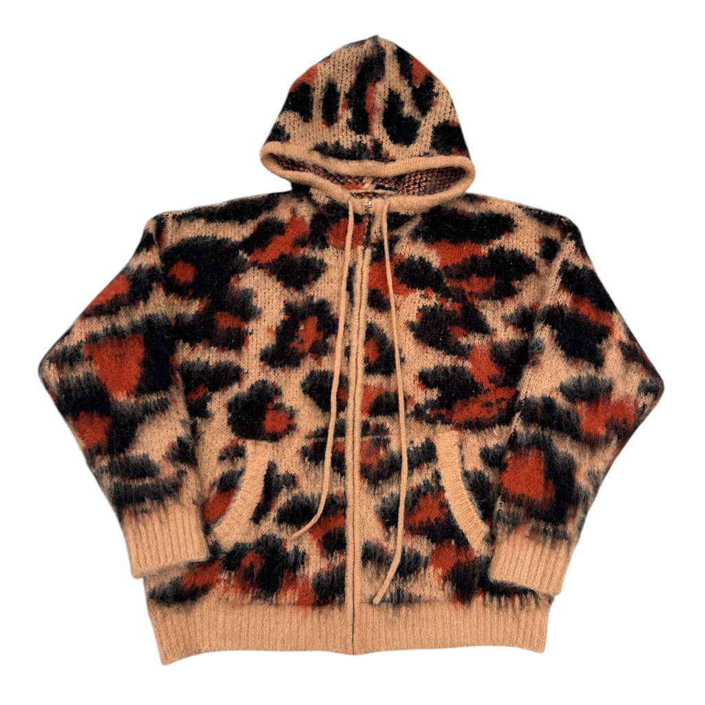 Cheetah Mohair Zip Up