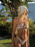 Summer Women Spaghetti Strap Tube Top Backless Sexy Seaside Beach Vacation Swimsuit Set