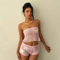 Solid Color Sexy Knitted Beach Skirt Bikini Swimsuit Blouse Sun Proof Set Women