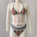 Lace up Lace Ruffled Three Point Bikini One Piece Skirt Outfit Sexy Bikini